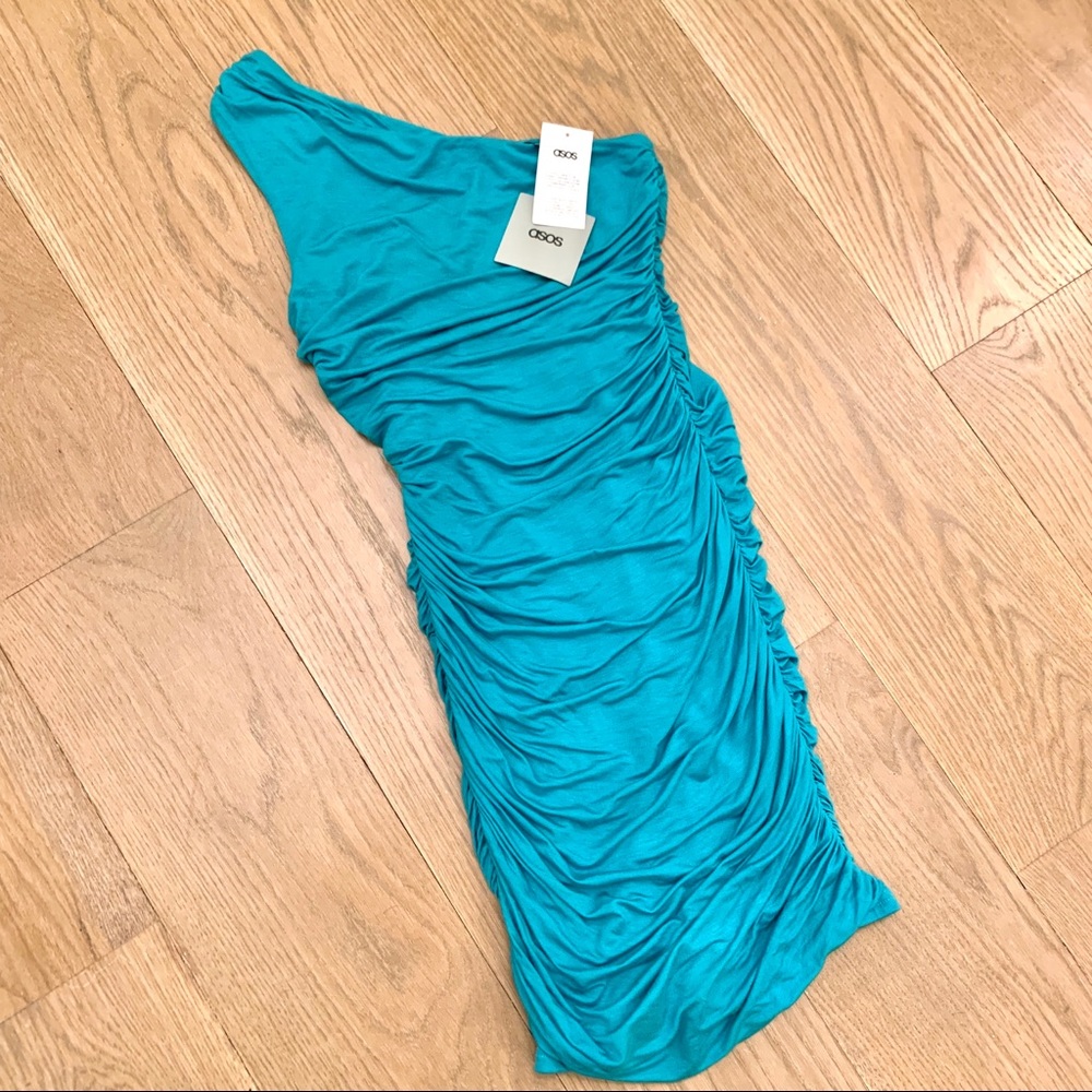NWT ASOS One-Shouldered Ruched Dress